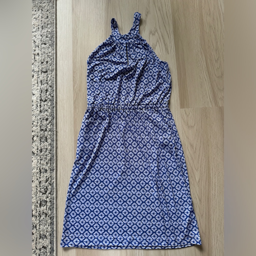 NWT Banana Republic blue batik sun dress pool beach pockets KEYHOLE NECK XS NEW